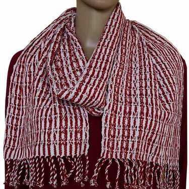 Scarf Red White - Cotton - Natural Dyes - Ecofriendly & Fair - Quetzal Artisan