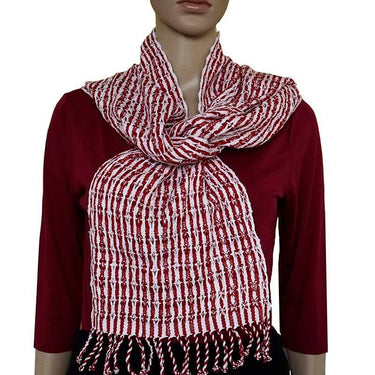Scarf Red White - Cotton - Natural Dyes - Ecofriendly & Fair - Quetzal Artisan