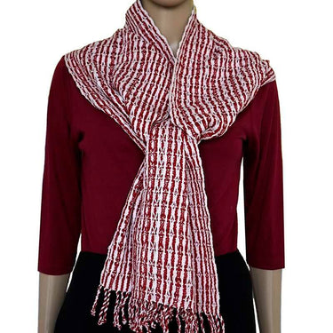 Scarf Red White - Cotton - Natural Dyes - Ecofriendly & Fair - Quetzal Artisan