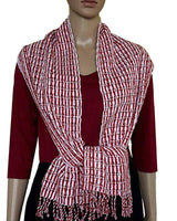 Red White Scarf - Eco-friendly Fairtrade Red Cotton Scarf - Quetzal Artisan