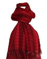 Scarf Red with Fringes - Handmade - Beautiful and Fairtrade - Quetzal Artisan