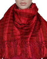 Scarf Red with Fringes - Handmade - Beautiful and Fairtrade - Quetzal Artisan