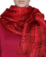Scarf Red with Fringes - Handmade - Beautiful and Fairtrade - Quetzal Artisan