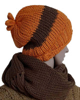 Scarf and Hat Bruin Orange - Merino Wool and Organic Cotton - Quetzal Artisan