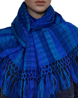 Scarf with Fringes Dark Blue - Handmade and Fairtrade - Quetzal Artisan