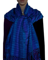 Scarf with Fringes Dark Blue - Handmade and Fairtrade - Quetzal Artisan