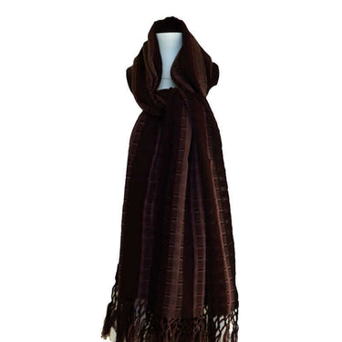 Scarf with Fringes Dark Brown - Beautiful and Fairtrade - Quetzal Artisan