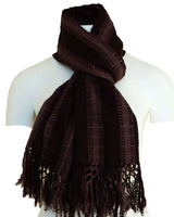 Scarf with Fringes Dark Brown - Beautiful and Fairtrade - Quetzal Artisan
