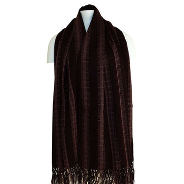 Scarf with Fringes Dark Brown - Beautiful and Fairtrade - Quetzal Artisan