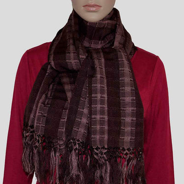 Scarf with Fringes Dark Brown - Beautiful and Fairtrade - Quetzal Artisan