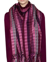 Scarf with fringes Maroon Pink - Mayan Design - Fairtrade - Quetzal Artisan
