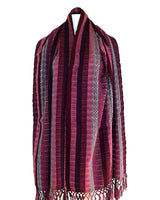 Scarf with fringes Maroon Pink - Mayan Design - Fairtrade - Quetzal Artisan