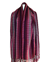 Scarf with fringes Maroon Pink - Mayan Design - Fairtrade - Quetzal Artisan