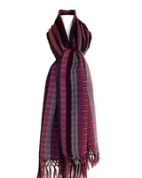 Scarf with fringes Maroon Pink - Mayan Design - Fairtrade - Quetzal Artisan