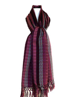 Scarf with fringes Maroon Pink - Mayan Design - Fairtrade - Quetzal Artisan