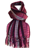 Scarf with fringes Maroon Pink - Mayan Design - Fairtrade - Quetzal Artisan