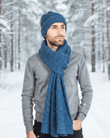 Scarf and Hat Blue Ocean - Men Long Winter Scarf Alpaca Wool - Quetzal Artisan