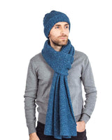 Scarf and Hat Blue Ocean - Men Long Winter Scarf Alpaca Wool - Quetzal Artisan