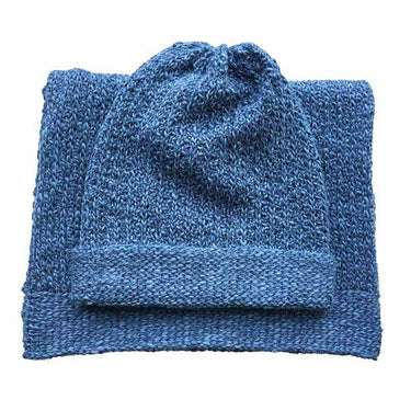Scarf and Hat Blue Ocean - For Men - Fashionable and Warm - Quetzal Artisan