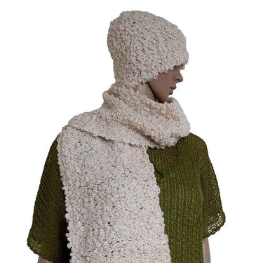 Scarf and Hat Boucle Natural - Handmade, Stylish and Warm - Quetzal Artisan