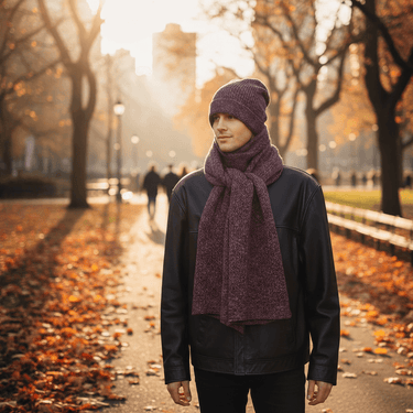 Scarf and Hat Mulberry - Alpaca Wool Long Scarves For Men - Quetzal Artisan