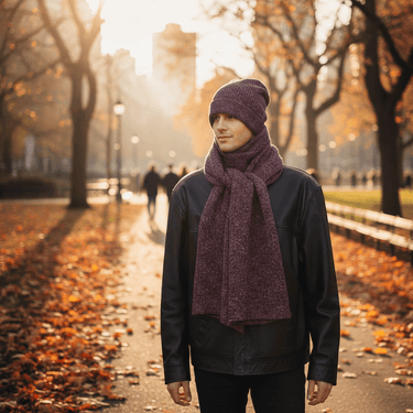 Scarf and Hat Mulberry - Alpaca Wool Long Scarves For Men - Quetzal Artisan