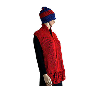 Scarf and Hat Red - Handmade - Merino Wool & Organic Cotton - Quetzal Artisan