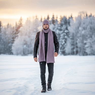 Scarf and Hat Seashell - Men's Winter Scarf Alpaca Wool - Quetzal Artisan