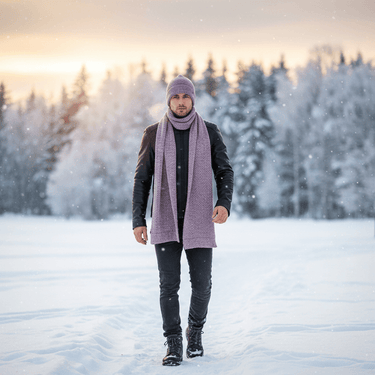 Scarf and Hat Seashell - Men's Winter Scarf Alpaca Wool - Quetzal Artisan