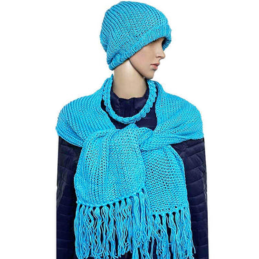 Scarf and Hat Sky Blue - Merino Wool and Organic Cotton - Quetzal Artisan