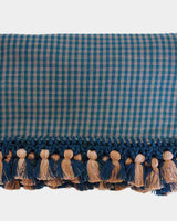 Shawl Blue with Pom poms - Extra Large Elegant and Fairtrade - Quetzal Artisan