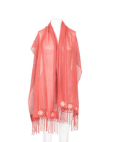 Shawl Coral Pink - Handmade of Cotton Sustainable Fairtrade - Quetzal Artisan