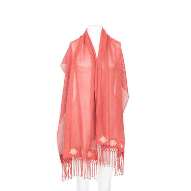 Shawl Coral Pink - Handmade of Cotton Sustainable Fairtrade - Quetzal Artisan