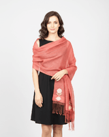 Shawl Coral Pink - Handmade of Cotton Sustainable Fairtrade - Quetzal Artisan