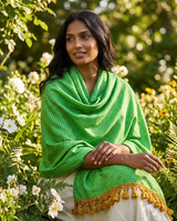 Green Lemon Shawl - Extra Large Woven Fair Trade Plaid Wrap - Quetzal Artisan