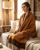Shawl Brown Yellow - Extra Large Sustainable and Fairtrade - Quetzal Artisan
