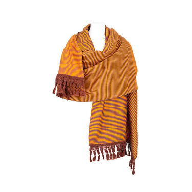Shawl Brown Yellow - Oversized - Sustainable and Fairtrade - Quetzal Artisan
