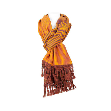 Shawl Brown Yellow - Oversized - Sustainable and Fairtrade - Quetzal Artisan