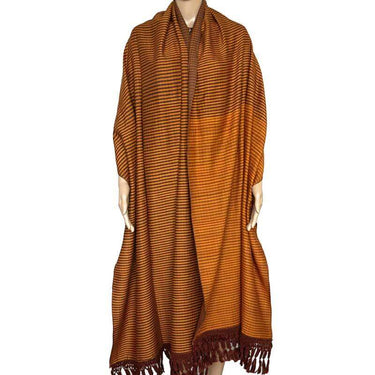 Shawl Brown Yellow - Extra Large Sustainable and Fairtrade - Quetzal Artisan