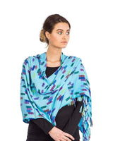 Pastel Blue Confetti Shawl - Lightweight Tie Dye Rayon Scarf - Quetzal Artisan