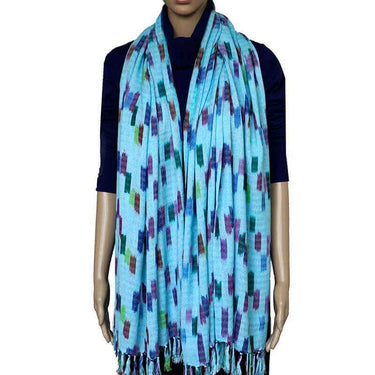 Pastel Blue Confetti Shawl - Lightweight Tie Dye Rayon Scarf - Quetzal Artisan