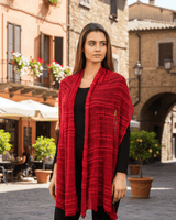 Shawl Crimson Red - Handmade Thin Lightweight and Versatil - Quetzal Artisan