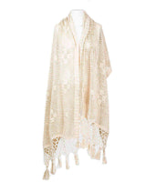 Shawl Ecru - Handmade of Natural Cotton Sustainable - Quetzal Artisan
