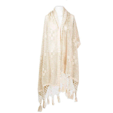 Shawl Ecru - Handmade of Natural Cotton Sustainable - Quetzal Artisan
