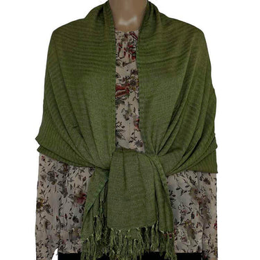Shawl Green Olive - Natural Dyes - Ecofriendly and Fairtrade - Quetzal Artisan