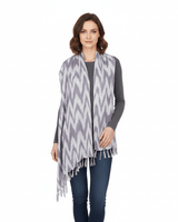 Shawl Grey Waves - Fashion Ecofriendly Tie Dyed Cotton Scarf - Quetzal Artisan