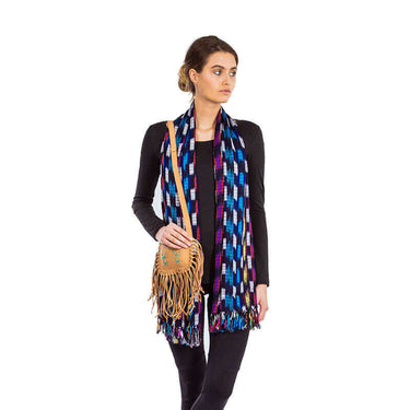 Shawl Indigo Confetti - Fairtrade Multicolor Hand-dyed Scarf - Quetzal Artisan