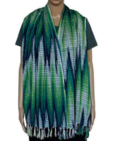 Shawl Indigo Hills - Eco-friendly Hand-dyed Green Scarf - Quetzal Artisan