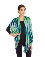 Shawl Indigo Hills - Eco-friendly Hand-dyed Green Scarf - Quetzal Artisan