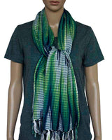 Shawl Indigo Hills - Eco-friendly Hand-dyed Green Scarf - Quetzal Artisan
